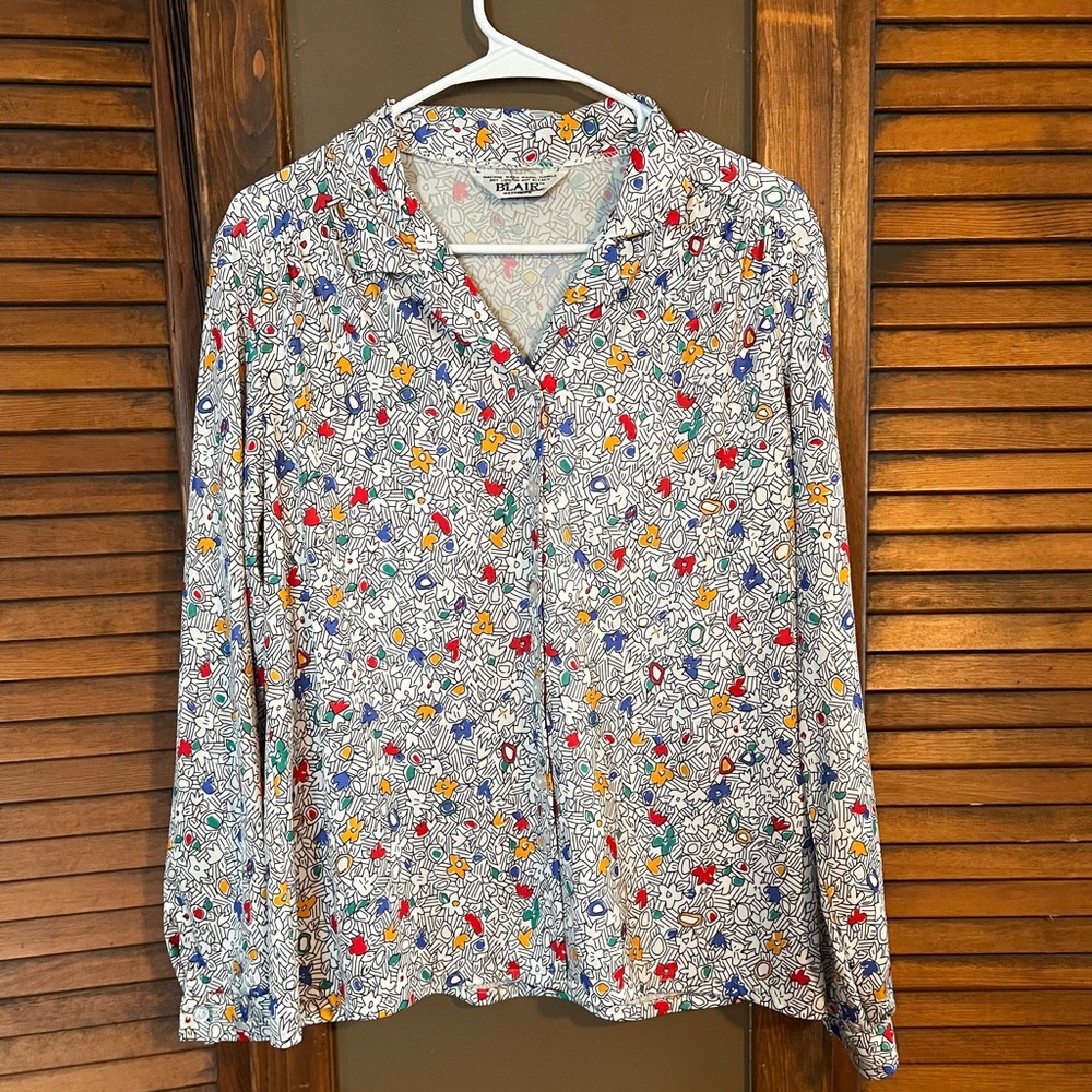 Vintage 80s-90s Colorful Patterned Stretchy Top